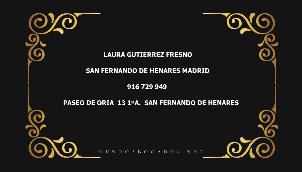 abogado Laura Gutierrez Fresno en la localidad de San Fernando de Henares