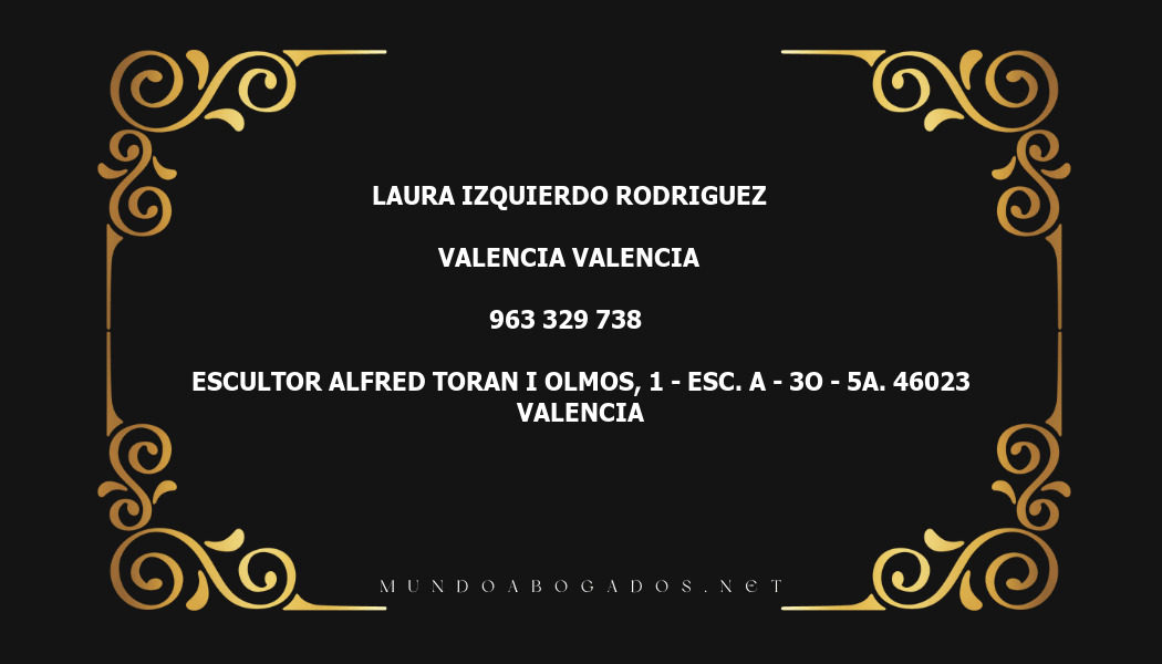 abogado Laura Izquierdo Rodriguez en la localidad de Valencia