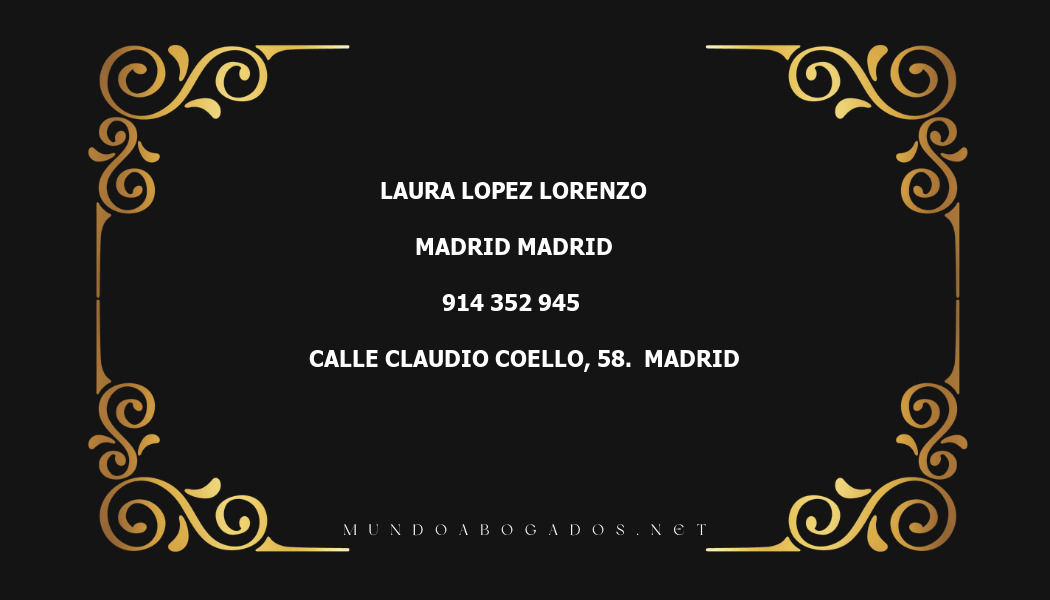 abogado Laura Lopez Lorenzo en la localidad de Madrid