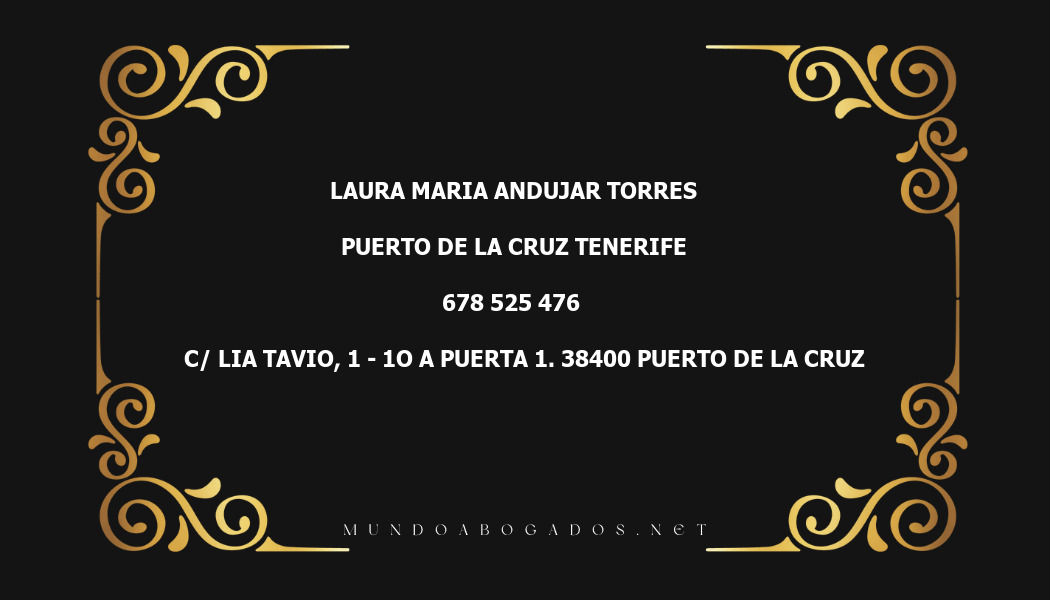 abogado Laura Maria Andujar Torres en la localidad de Puerto de la Cruz