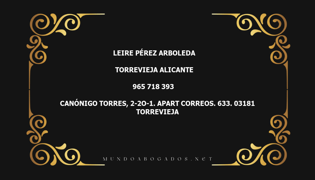 abogado Leire Pérez Arboleda en la localidad de Torrevieja