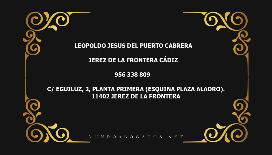 abogado Leopoldo Jesus Del Puerto Cabrera en la localidad de Jerez de la Frontera