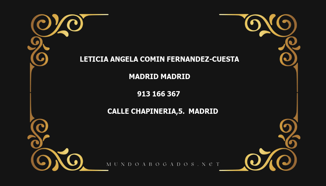 abogado Leticia Angela Comin Fernandez-Cuesta en la localidad de Madrid