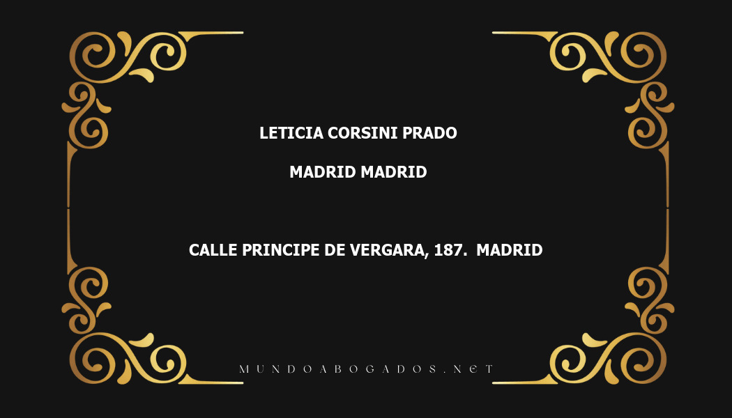 abogado Leticia Corsini Prado en la localidad de Madrid