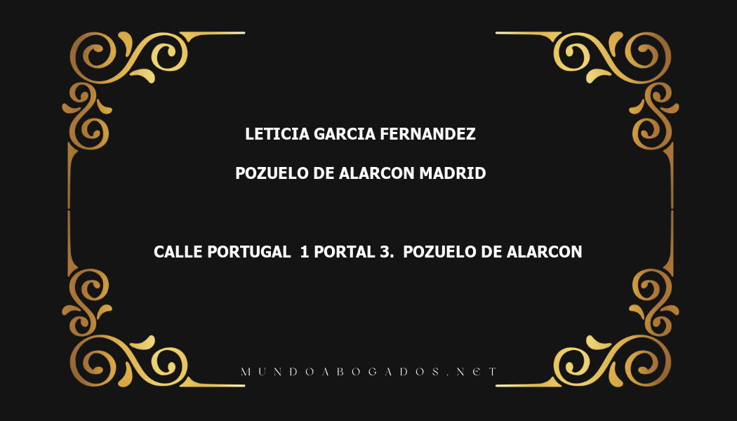 abogado Leticia Garcia Fernandez en la localidad de Pozuelo de Alarcon