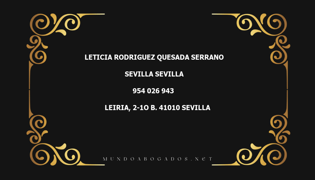 abogado Leticia Rodriguez Quesada Serrano en la localidad de Sevilla