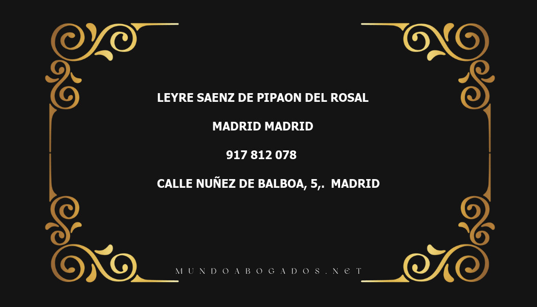 abogado Leyre Saenz De Pipaon Del Rosal en la localidad de Madrid