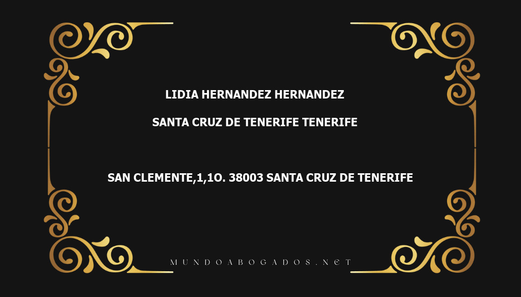 abogado Lidia Hernandez Hernandez en la localidad de Santa Cruz de Tenerife