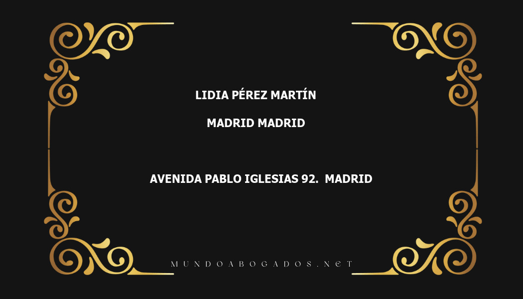 abogado Lidia Pérez Martín en la localidad de Madrid