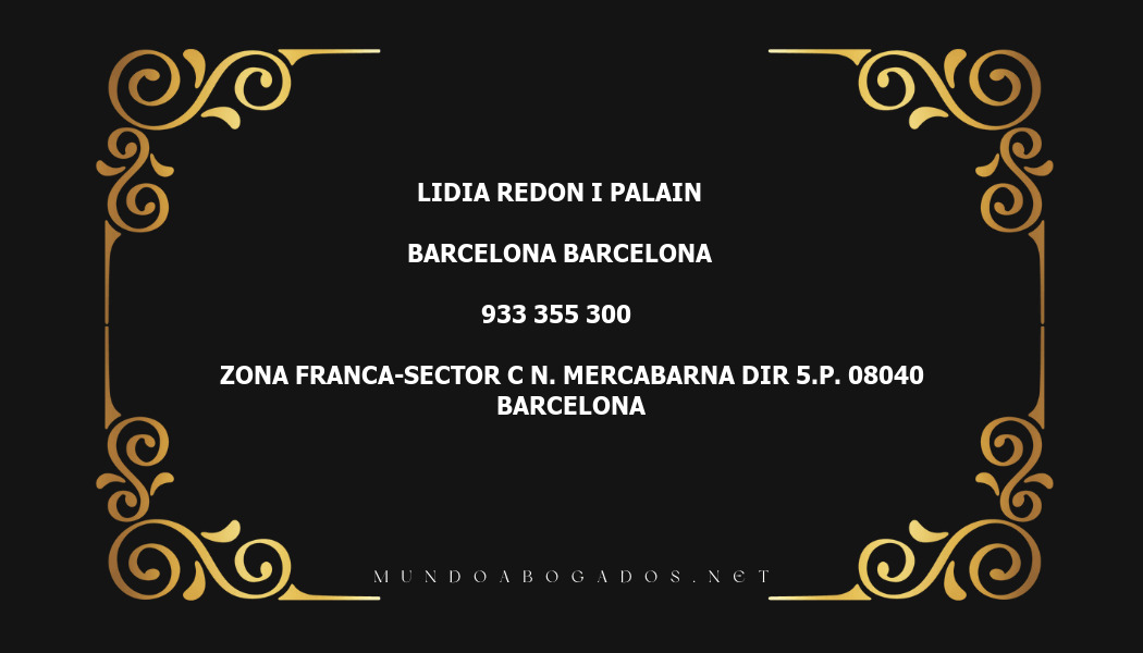 abogado Lidia Redon I Palain en la localidad de Barcelona