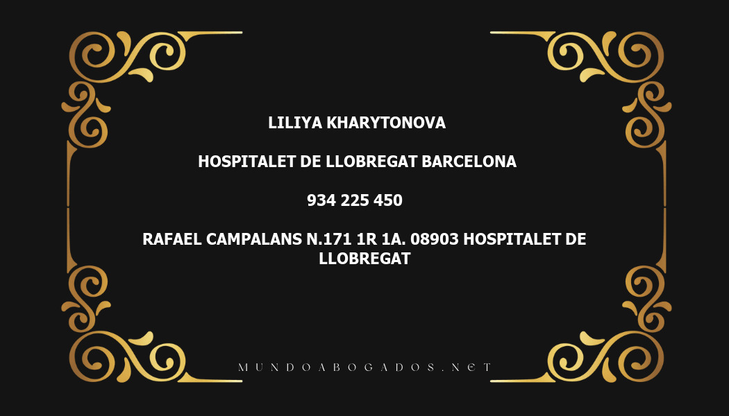 abogado Liliya Kharytonova en la localidad de Hospitalet de Llobregat