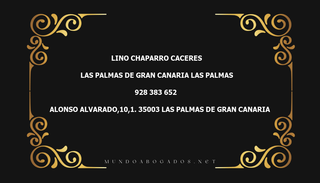 abogado Lino Chaparro Caceres en la localidad de Las Palmas de Gran Canaria