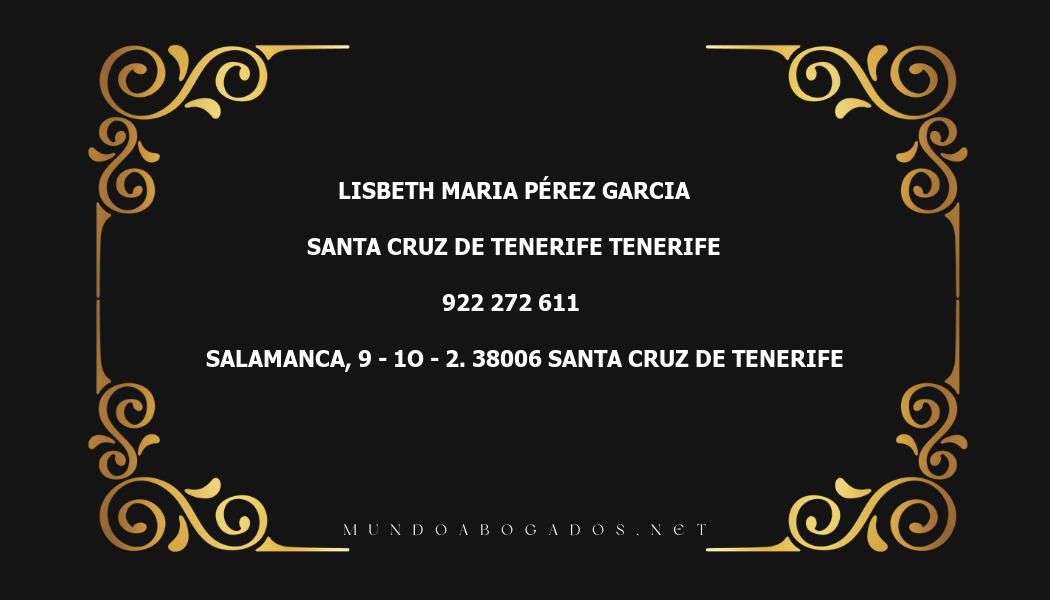 abogado Lisbeth Maria Pérez Garcia en la localidad de Santa Cruz de Tenerife