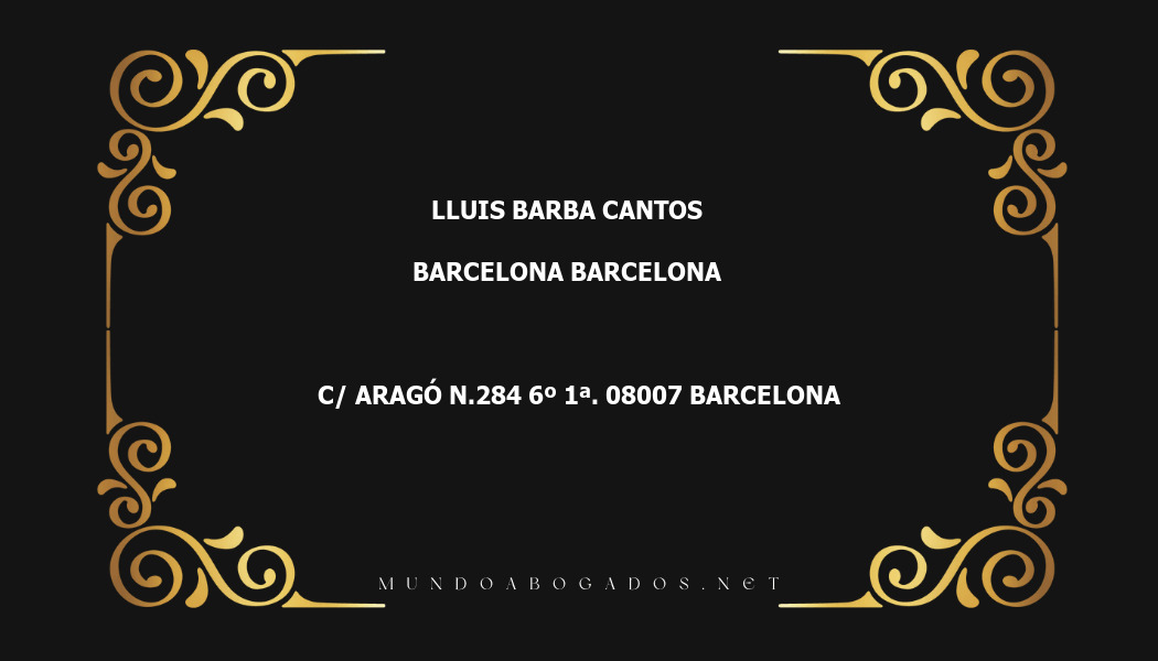 abogado Lluis Barba Cantos en la localidad de Barcelona