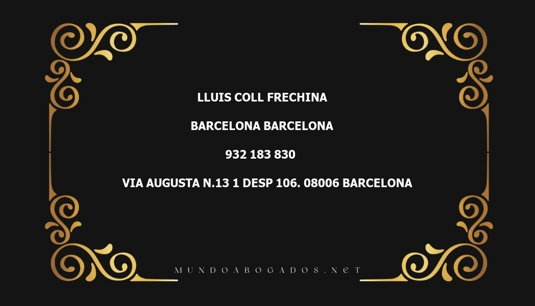 abogado Lluis Coll Frechina en la localidad de Barcelona