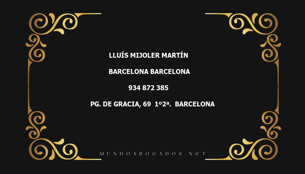 abogado Lluís Mijoler Martín en la localidad de Barcelona