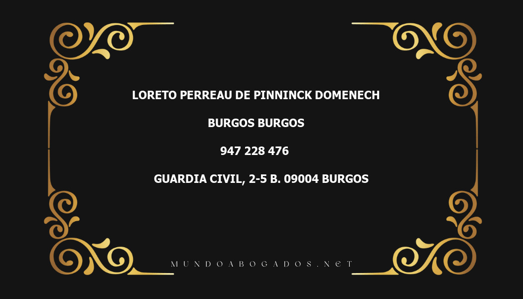 abogado Loreto Perreau De Pinninck Domenech en la localidad de Burgos