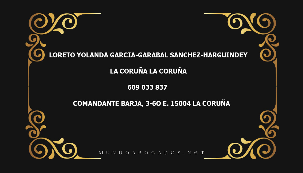 abogado Loreto Yolanda Garcia-Garabal Sanchez-Harguindey en la localidad de La Coruña