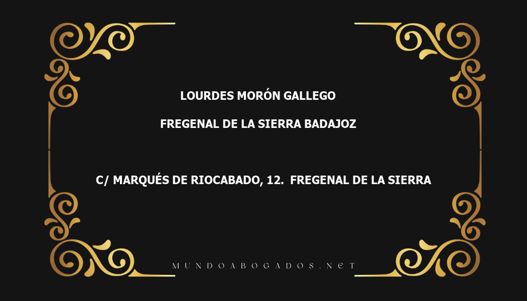 abogado Lourdes Morón Gallego en la localidad de Fregenal de la Sierra