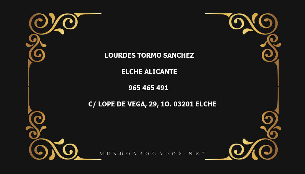 abogado Lourdes Tormo Sanchez en la localidad de Elche