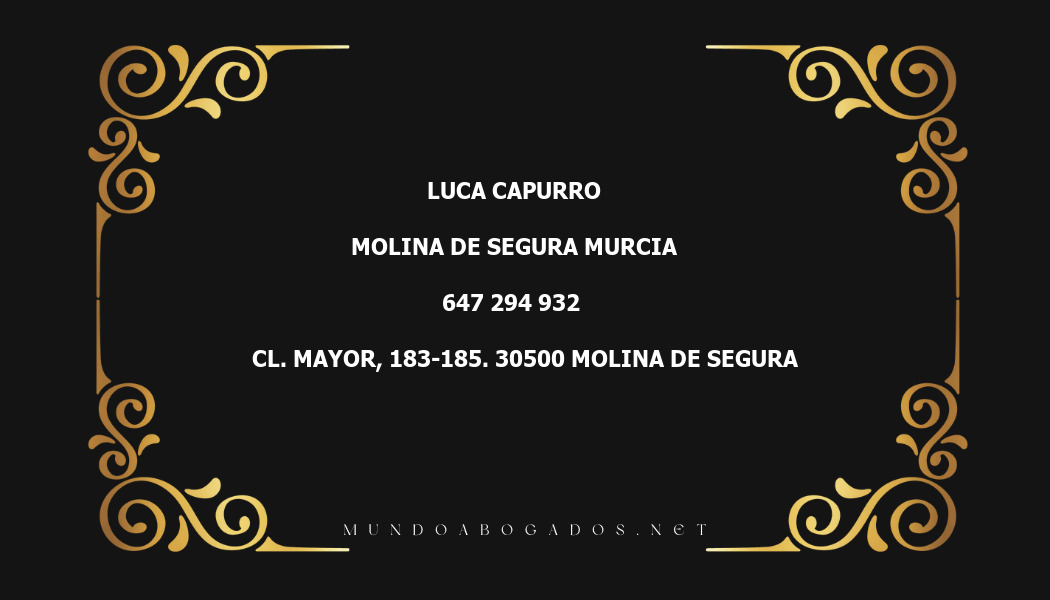 abogado Luca Capurro en la localidad de Molina de Segura