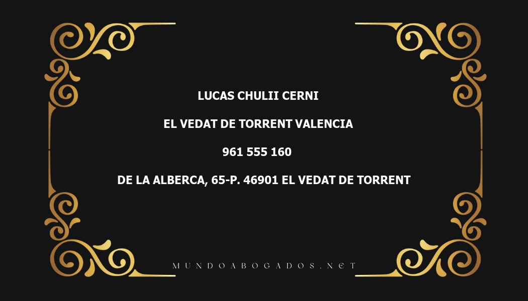 abogado Lucas Chulii Cerni en la localidad de El Vedat de Torrent