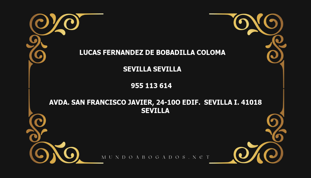 abogado Lucas Fernandez De Bobadilla Coloma en la localidad de Sevilla