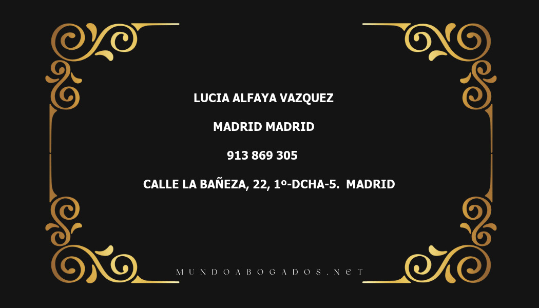 abogado Lucia Alfaya Vazquez en la localidad de Madrid