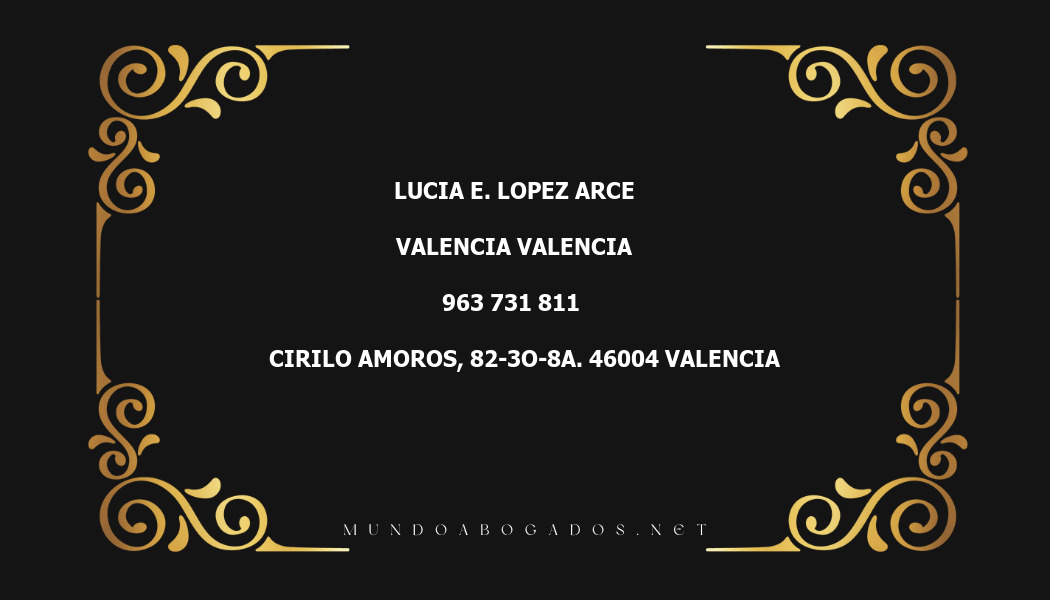 abogado Lucia E. Lopez Arce en la localidad de Valencia