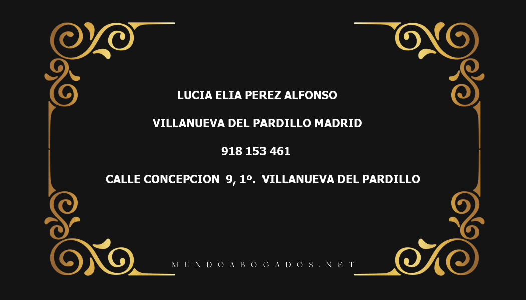 abogado Lucia Elia Perez Alfonso en la localidad de Villanueva del Pardillo