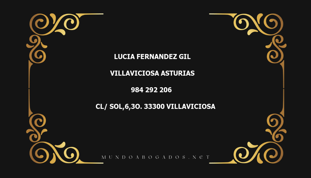 abogado Lucia Fernandez Gil en la localidad de Villaviciosa