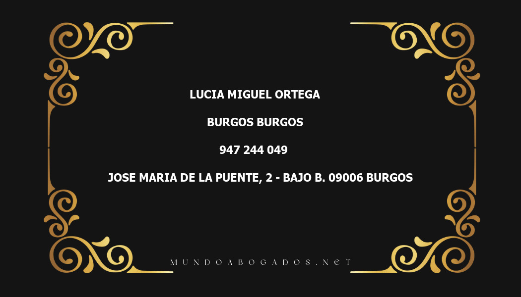 abogado Lucia Miguel Ortega en la localidad de Burgos