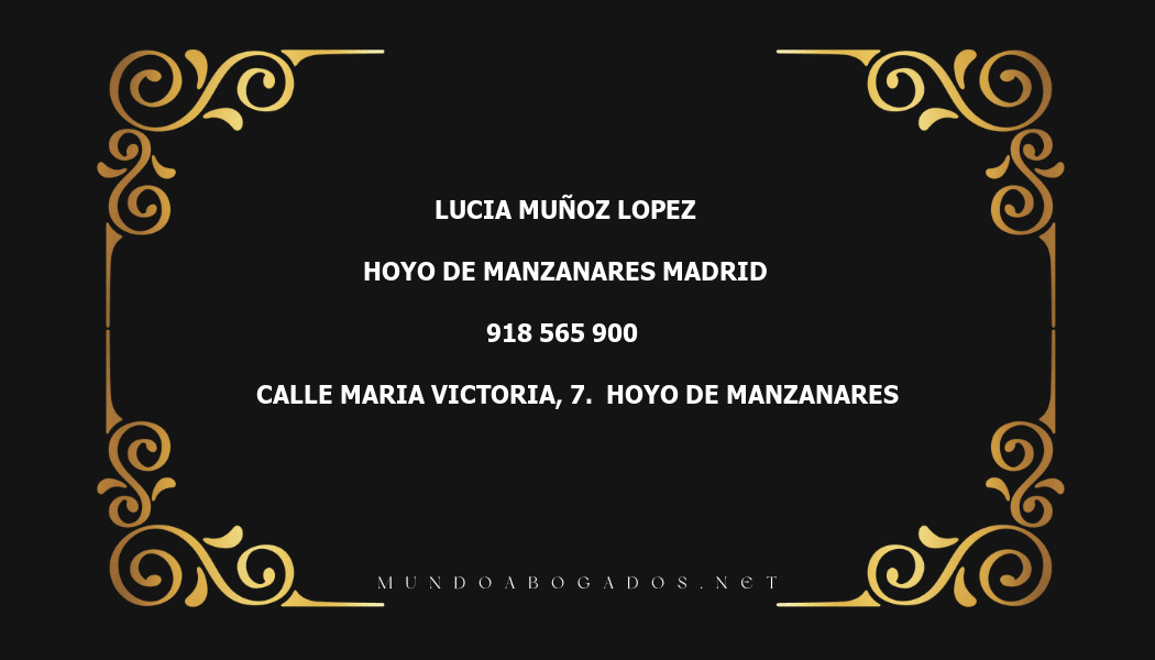 abogado Lucia Muñoz Lopez en la localidad de Hoyo de Manzanares