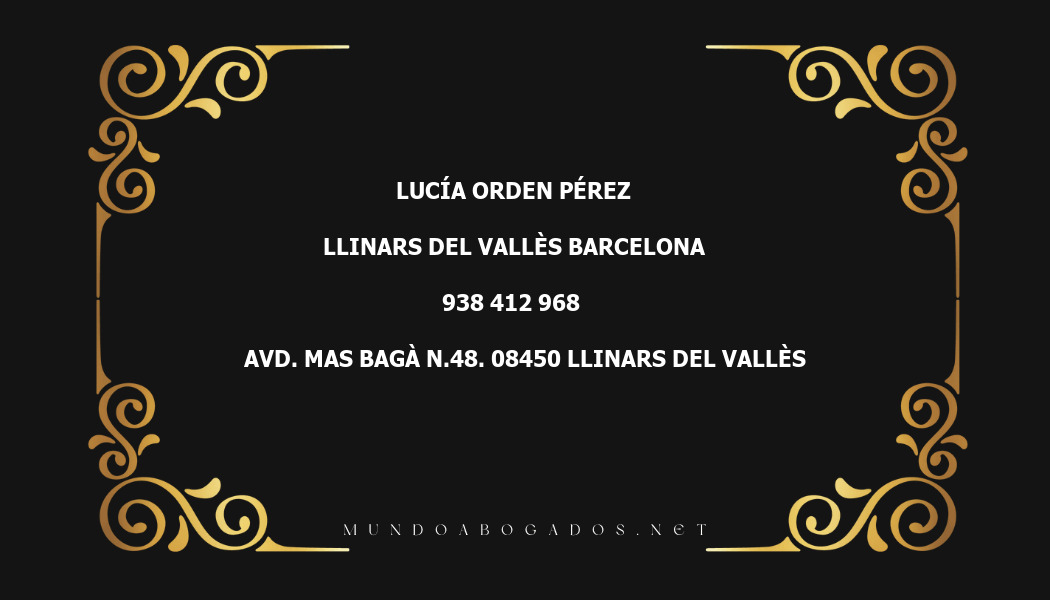 abogado Lucía Orden Pérez en la localidad de Llinars del Vallès