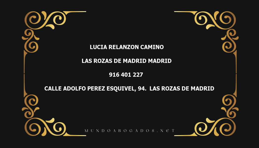 abogado Lucia Relanzon Camino en la localidad de Las Rozas de Madrid