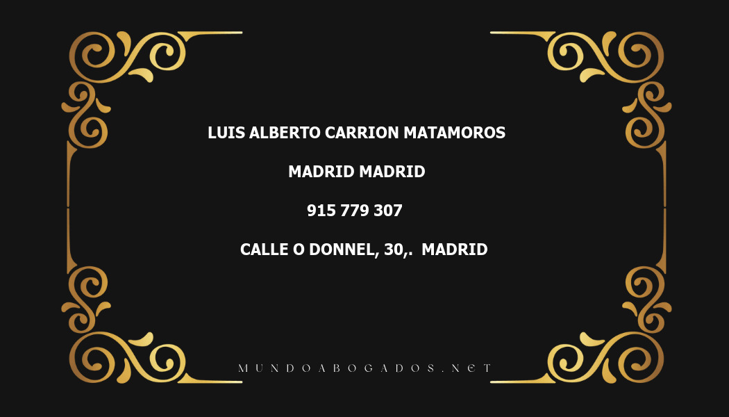 abogado Luis Alberto Carrion Matamoros en la localidad de Madrid