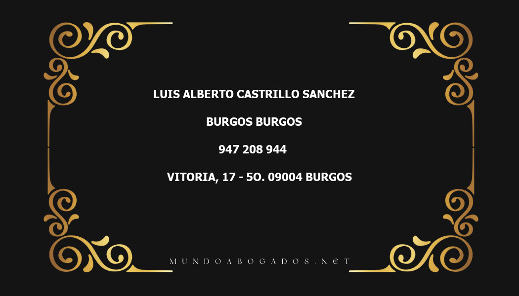 abogado Luis Alberto Castrillo Sanchez en la localidad de Burgos