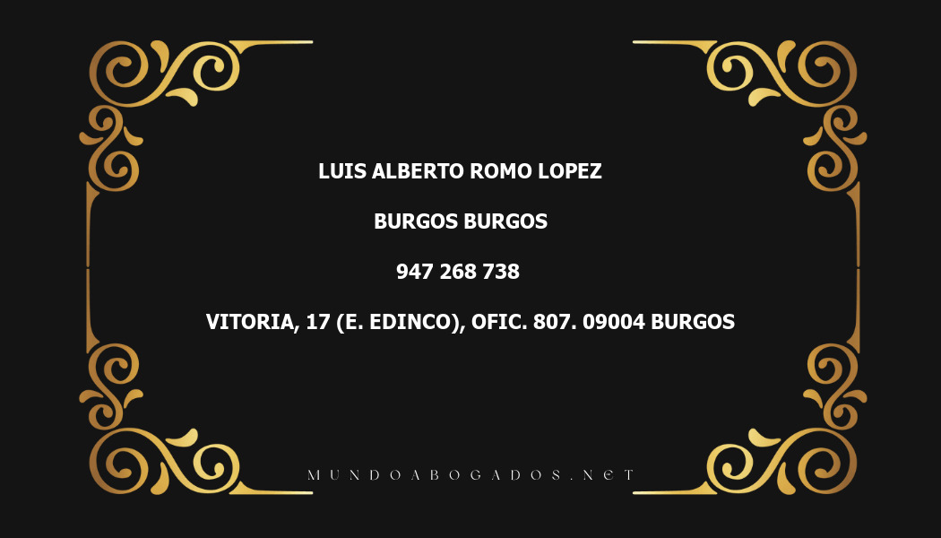 abogado Luis Alberto Romo Lopez en la localidad de Burgos