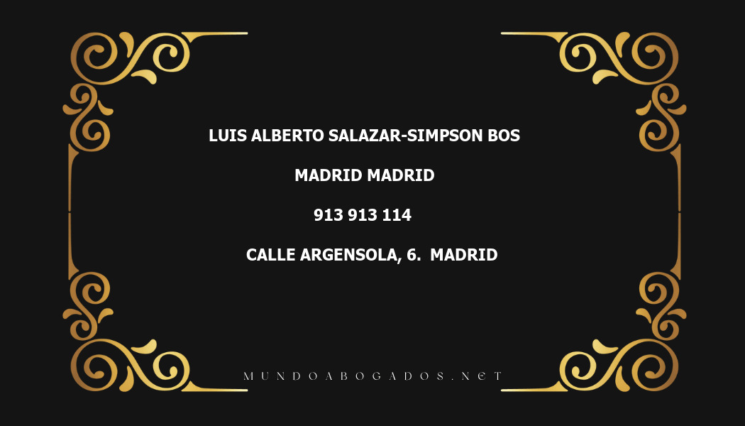 abogado Luis Alberto Salazar-Simpson Bos en la localidad de Madrid