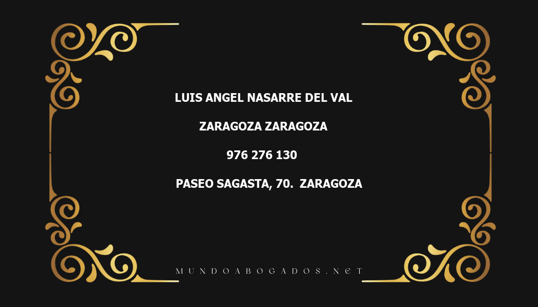 abogado Luis Angel Nasarre Del Val en la localidad de Zaragoza