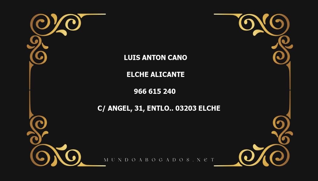 abogado Luis Anton Cano en la localidad de Elche