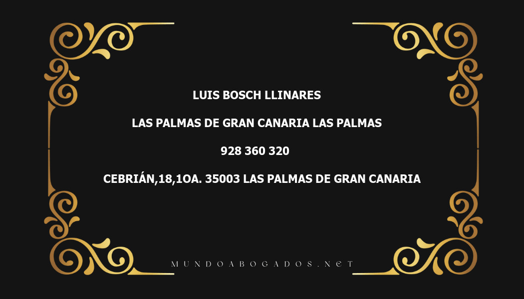 abogado Luis Bosch Llinares en la localidad de Las Palmas de Gran Canaria