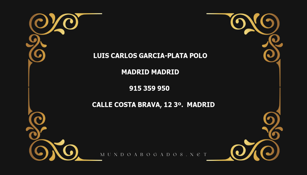 abogado Luis Carlos Garcia-Plata Polo en la localidad de Madrid