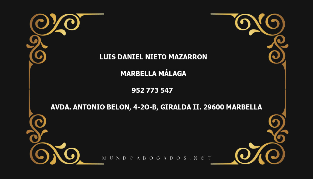 abogado Luis Daniel Nieto Mazarron en la localidad de Marbella