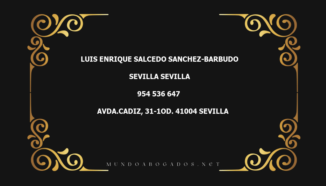 abogado Luis Enrique Salcedo Sanchez-Barbudo en la localidad de Sevilla