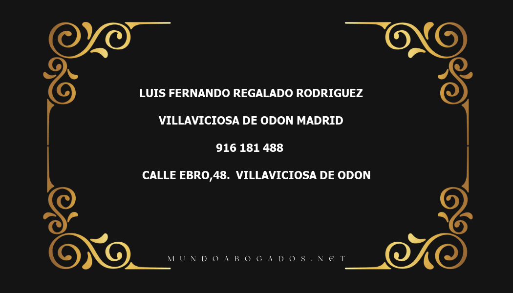 abogado Luis Fernando Regalado Rodriguez en la localidad de Villaviciosa de Odon