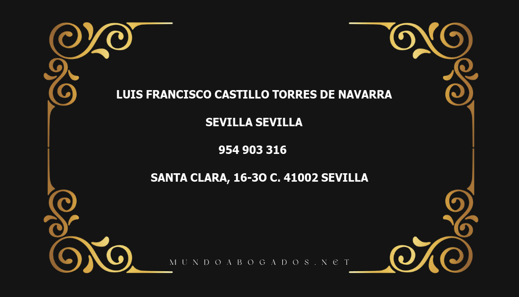 abogado Luis Francisco Castillo Torres De Navarra en la localidad de Sevilla