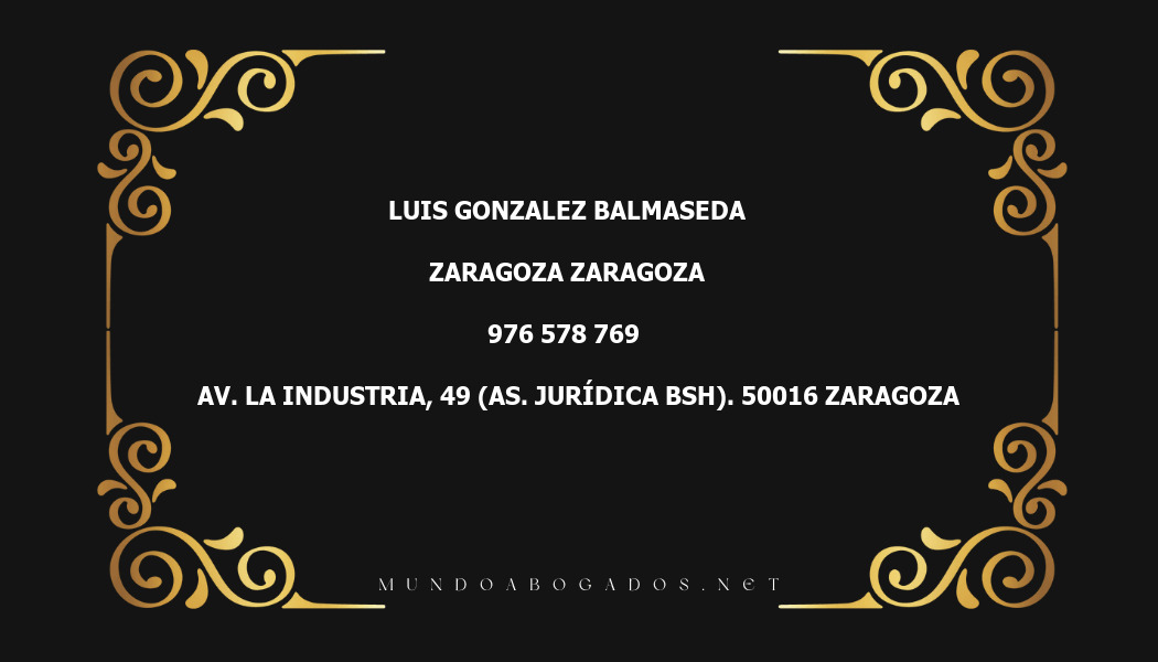 abogado Luis Gonzalez Balmaseda en la localidad de Zaragoza