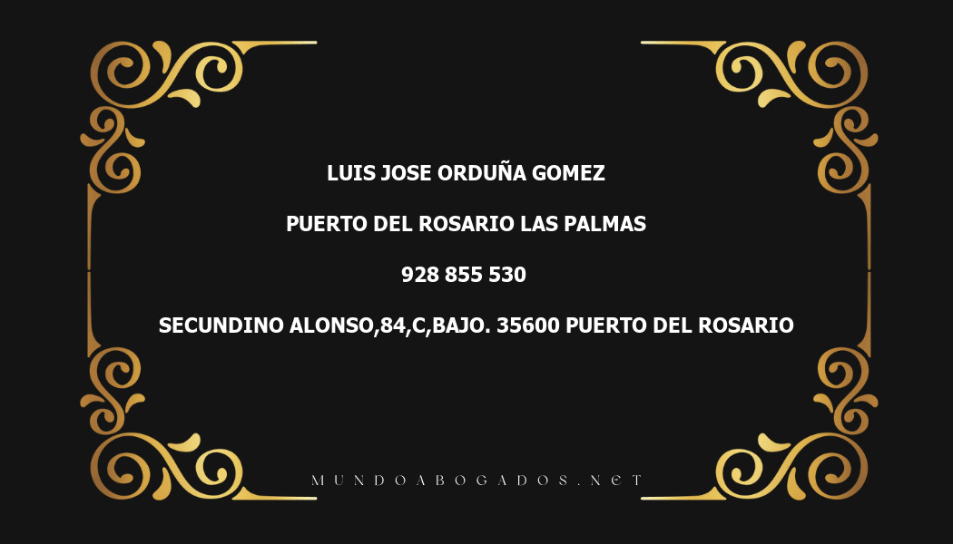 abogado Luis Jose Orduña Gomez en la localidad de Puerto del Rosario