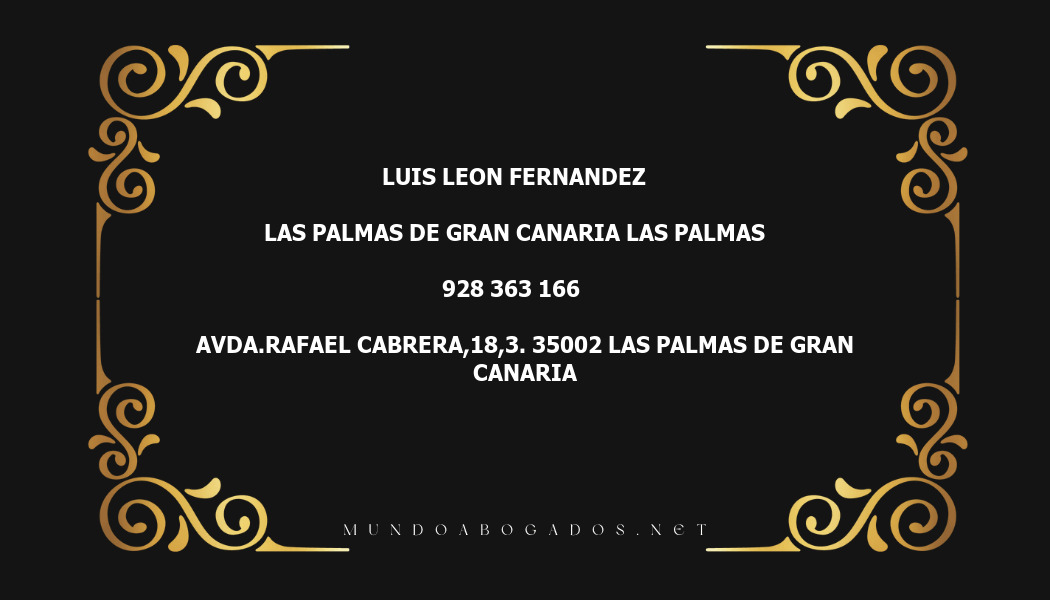 abogado Luis Leon Fernandez en la localidad de Las Palmas de Gran Canaria